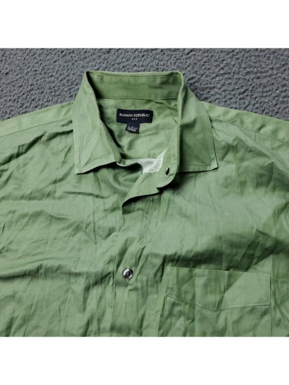 Banana Republic Dress Shirt Mens L Large Button Long Sleeve Green Pocket Preppy